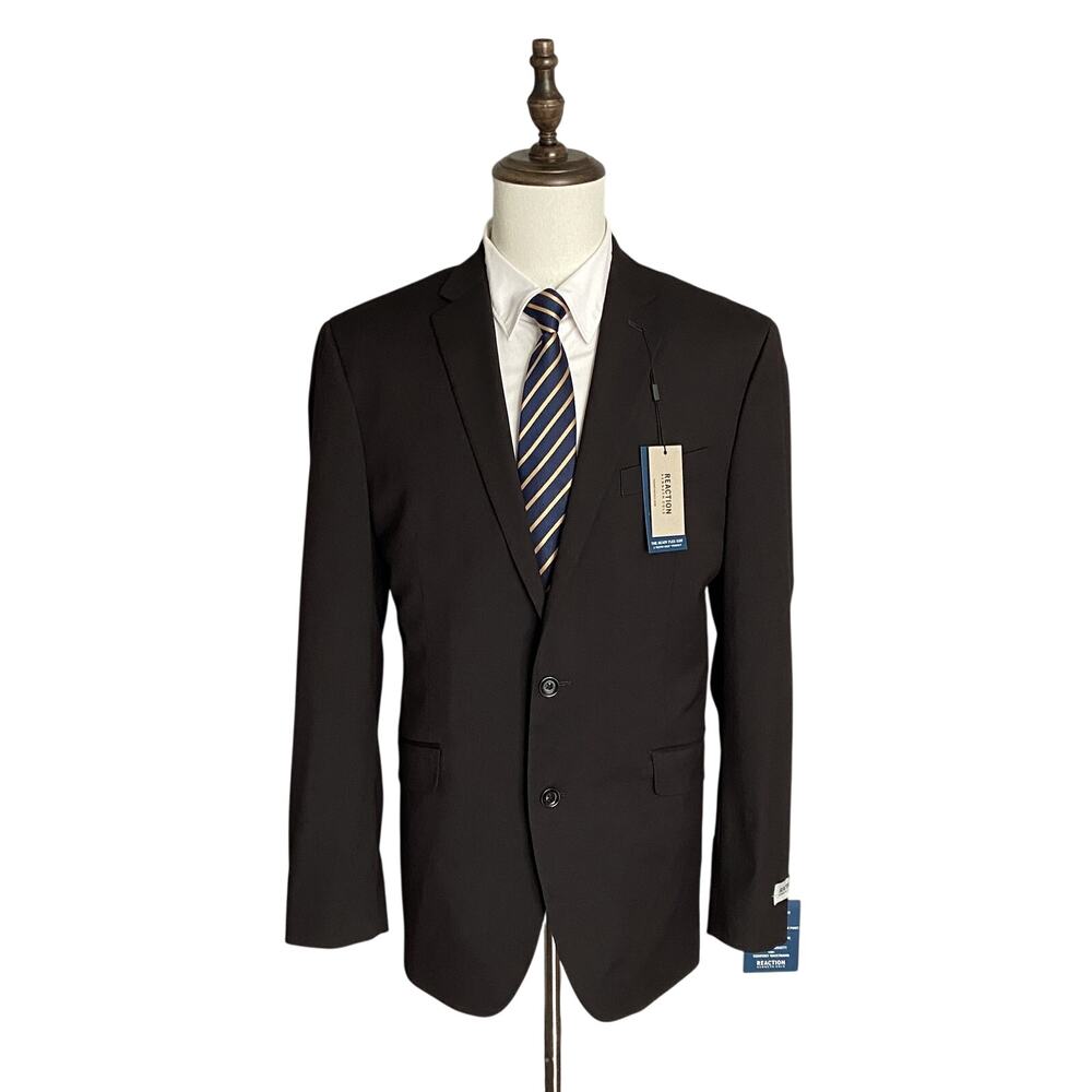 Kenneth Cole Suit Jacket Men's 42 Long Reaction Stretch Cork Navy/Red NEW